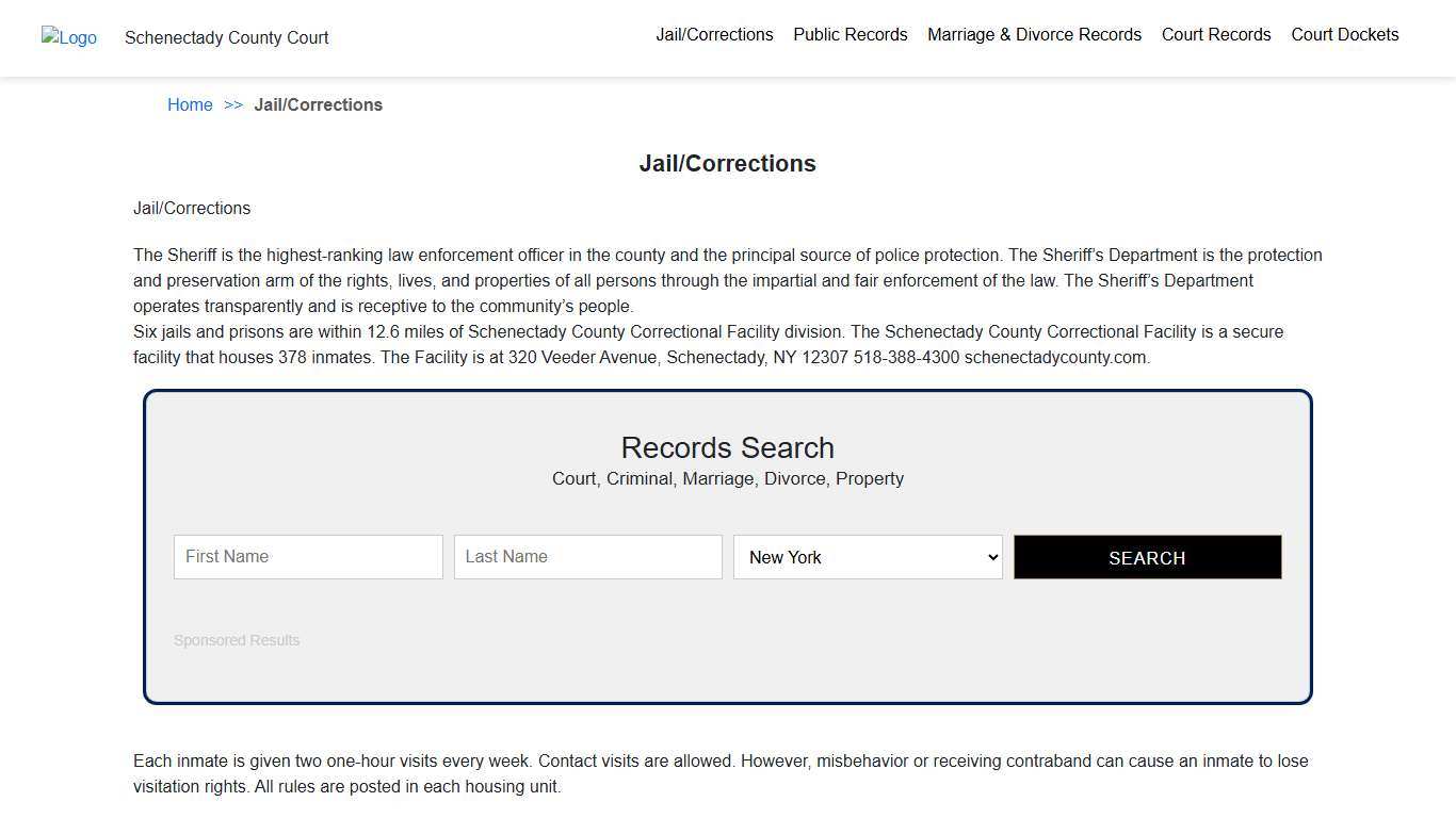 Jail/Corrections Schenectady County Court